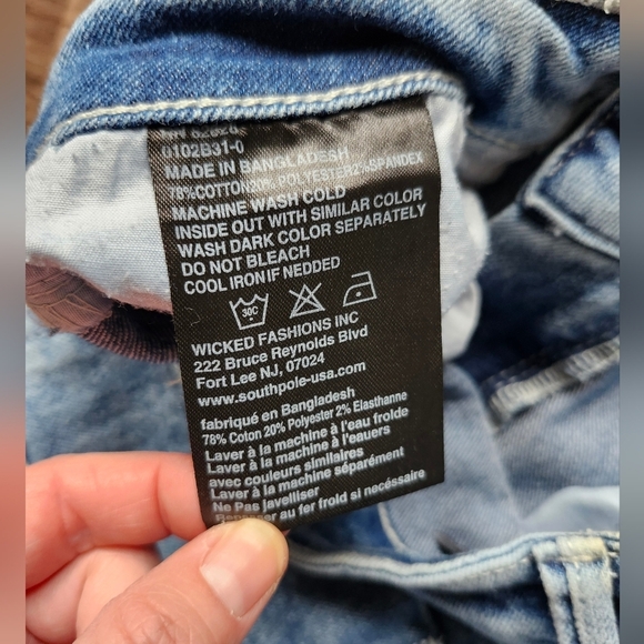 Southpole Faded Distressed Moto Blue Denim Jeans - Picture 6 of 6